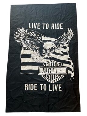 Vintage Harley Davidson Motorcycles Live To Ride Ride To Live Flag Fabric Banner